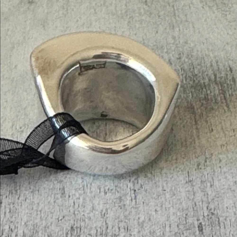 ! E&L Sterling Silver Electroform Statement Ring Asymmetrical Curve On Top Sz. 7